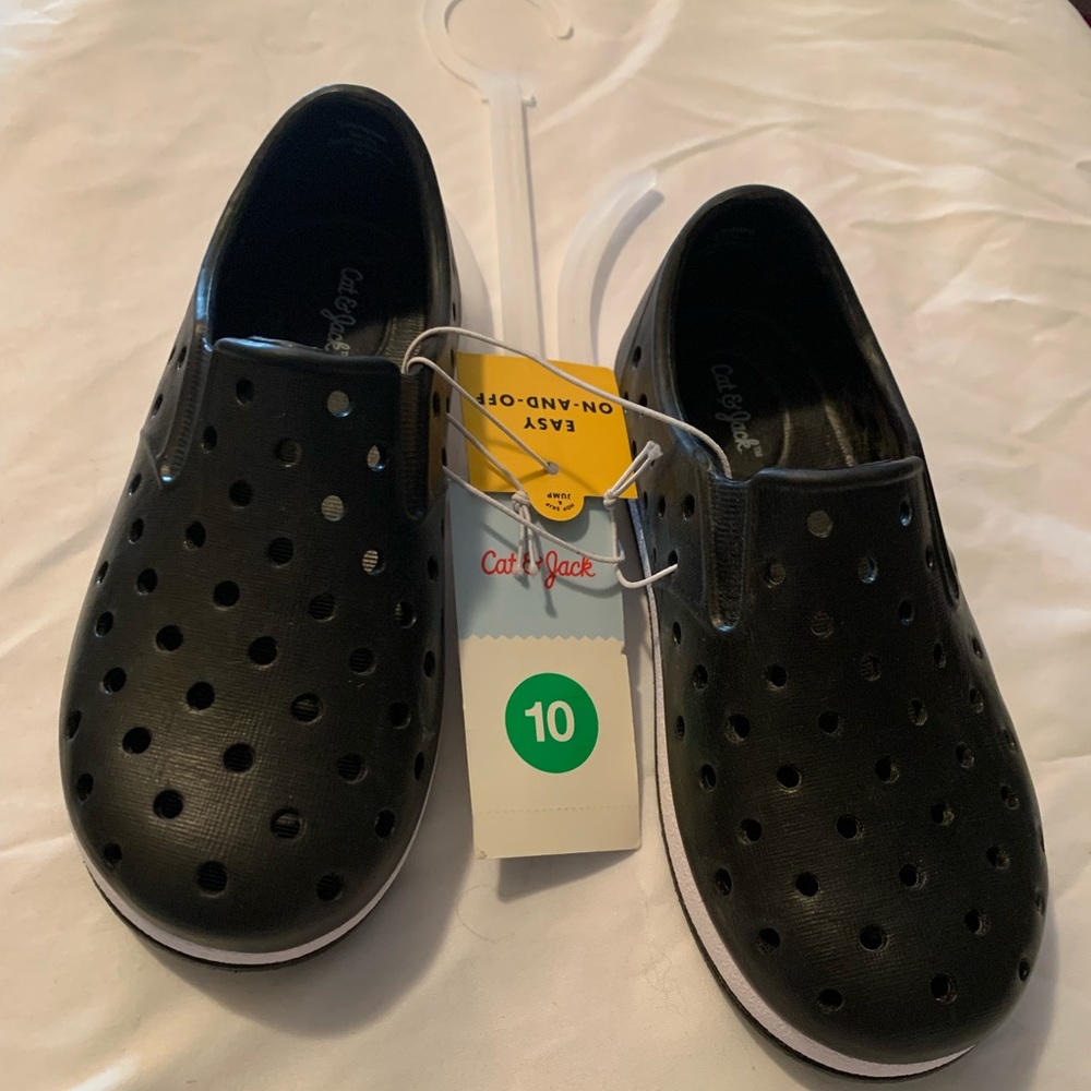 Cat and jack black and white crocks/water shoes size 10 and size 6